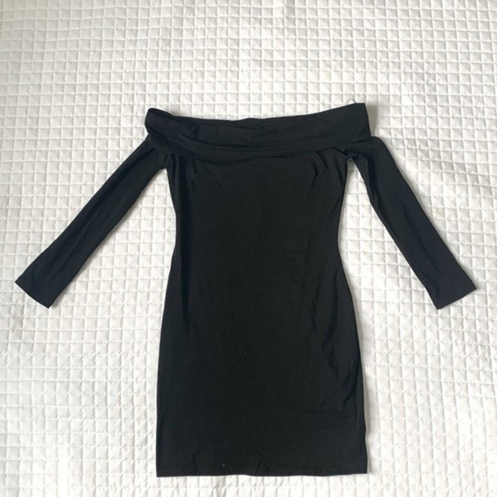 Endless Rose Black Off the Shoulder Long Sleeve Bodycon Mini Dress Small